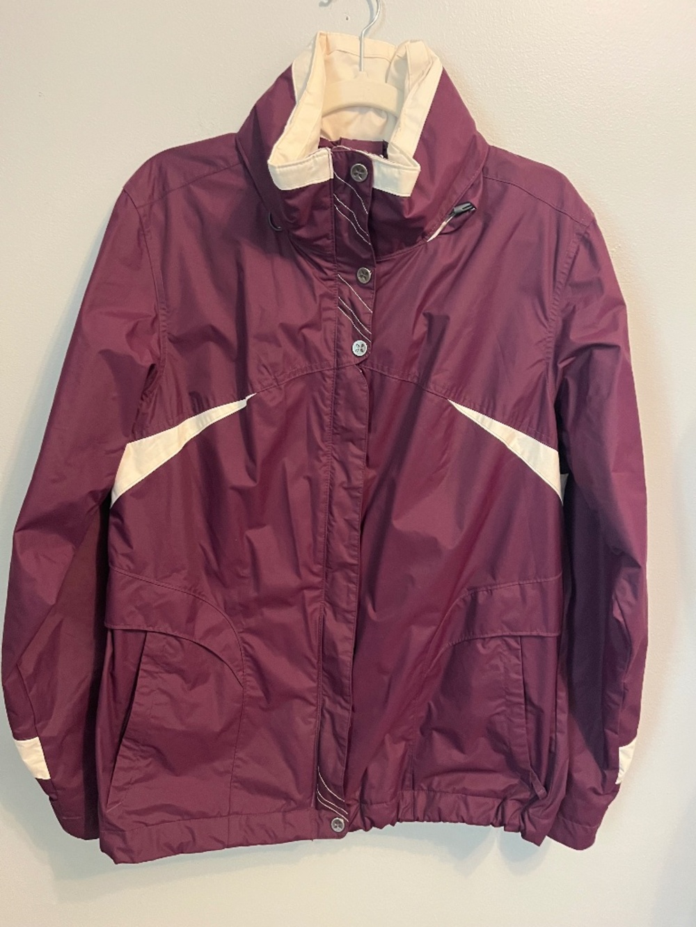 Columbia Sportswear maroon/burgundy and white windbreaker jacket - Large